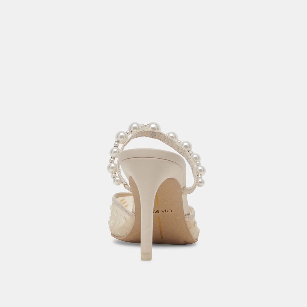 New Dolce Vita Katik pearl heels ivory mesh bridal mule wedding heels shoes - Picture 12 of 15